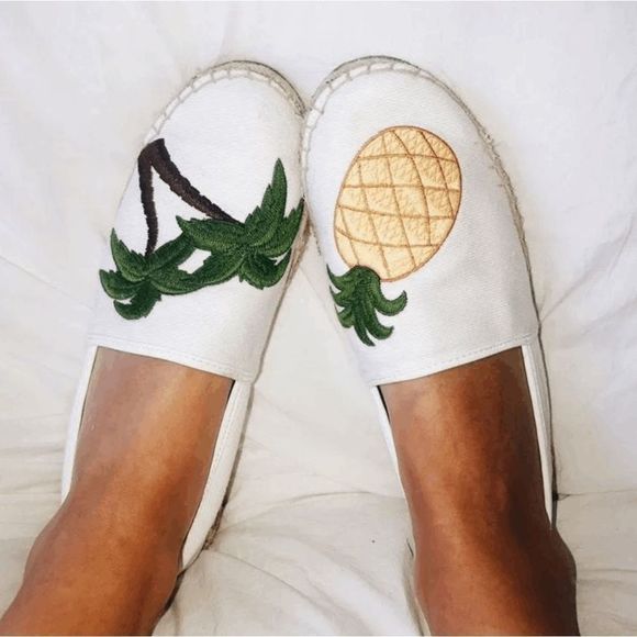 Sam Edelman 🐾 White Tropical Graphic Leni Slip-On Espadrille Shoes, Sz 8 - Picture 1 of 7